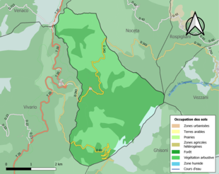 Carte en couleurs présentant l'occupation des sols.