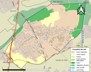 Carte en couleurs présentant l'occupation des sols.