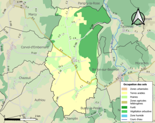 Carte en couleurs présentant l'occupation des sols.