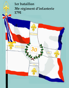 Drapeau du 1er bataillon du 30e régiment d'infanterie de ligne de 1791 à 1793