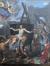 Le Martyre de saint Jean à la Porte Latine, de Daniel Hallé (1662), exposé dans l'atrium du musée.