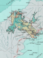 Mappa taż-Żona tal-Kanal tal-Panama. Il-Baħar Karibew jinsab fin-naħa ta' fuq tax-xellug, il-Golf tal-Panama jinsab fin-naħa t'isfel tal-lemin.