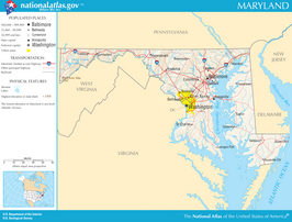 Kaart van State of Maryland