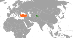 Haritada gösterilen yerlerde Tajikistan ve Turkey