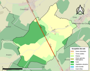 Carte en couleurs présentant l'occupation des sols.