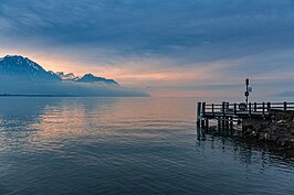 Meer van Gen�ve, zicht op Haute-Savoie vanuit Vaud