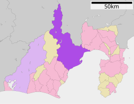 Situering van Shizuoka in de prefectuur Shizuoka