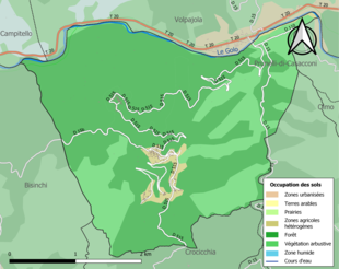 Carte en couleurs présentant l'occupation des sols.