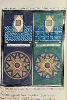 Insignes juxtaposés des comes domesticorum equitum et peditum