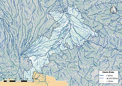 Carte de l'ensemble du réseau hydrographique de la Haute-Garonne.