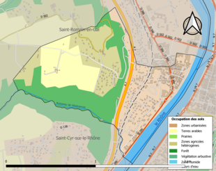 Carte en couleurs présentant l'occupation des sols.