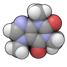 space-filling model of the caffeine molecule