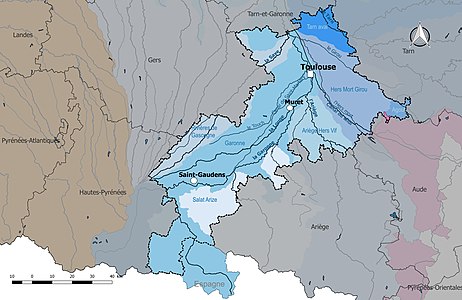 Les unités hydrographiques de référence de la Haute-Garonne.