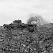 Sherman Crab: Wenn der Minenflegel lief, war der Turm um 180° gedreht