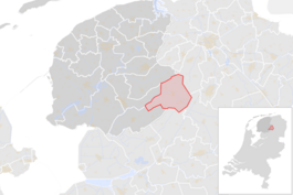 Locatie van de gemeente Ooststellingwerf (gemeentegrenzen CBS 2016)