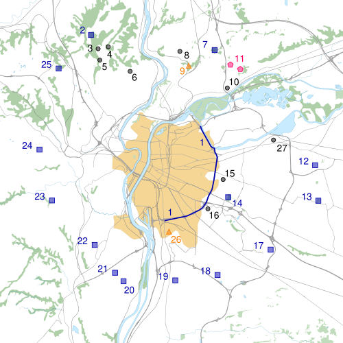 Carte des fortifications du système Séré de Rivières