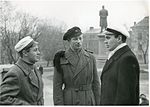 Norsk student (i svart lue) under en studentdemonstrasjon i Uppsala i Sverige 4. desember 1943. Demonstrasjonen var en protest mot de tyske okkupantene som hadde sendt Oslo-studentene til fangeleirer like f�r. Foto: Riksarkivet