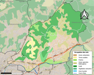 Carte en couleurs présentant l'occupation des sols.