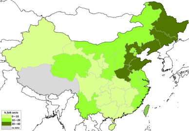 Influenza dei movimenti popolari di salvazione, chiese confuciane e movimenti jiaohua (min. 0-10%, max. 20-40%)[46]