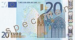 Face recto d'un billet de 20 euros.