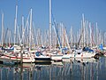 De jachthaven in de zomer.