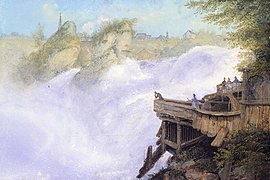 Der Rheinfall bei Schaffhausen, 1860 Gouache, Konrad Corradi