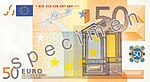 Face recto d'un billet de 50 €.