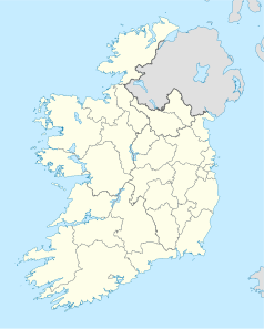 Mapa konturowa Irlandii, u góry znajduje się punkt z opisem „Donegal”