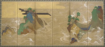 Vagues à Matsushima de Tawaraya Sōtatsu en 1628.