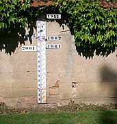 Inondations historiques depuis 1950 à Écuelles au nord de la Saône-et-Loire.