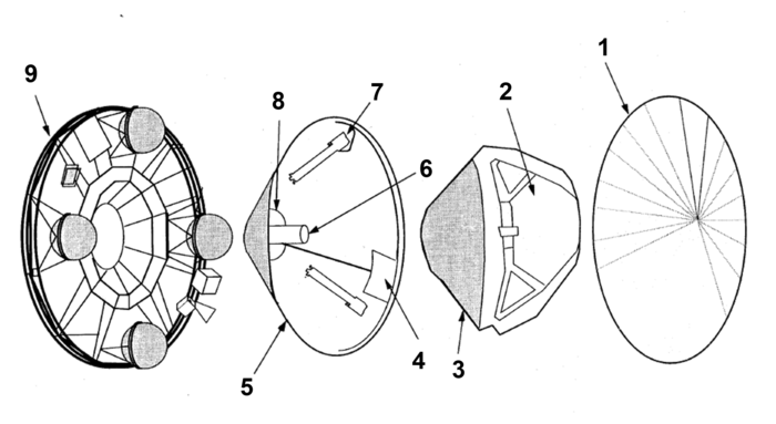 Schéma des modules de Mars Pathfinder.