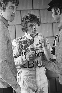 Overleg in de pits tijdens de GP van Nederland van 1982.