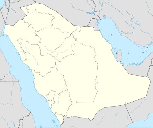 Mapa konturowa Arabii Saudyjskiej, po lewej nieco na dole znajduje się punkt z opisem „Dżudda x2”