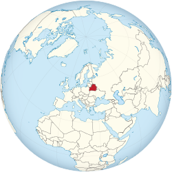 Belarus on the globe (Europe centered)