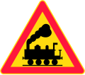 Ennakkovaroitusmerkki rautatien tasoristeyksest�, jossa ei ole puomeja