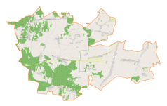 Mapa konturowa gminy Niegowa, blisko lewej krawiędzi u góry znajduje się punkt z opisem „Jaskinia Wierna”