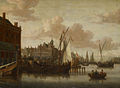 De Nieuwe Brug op een schilderij van Jacobus Storck (1685)