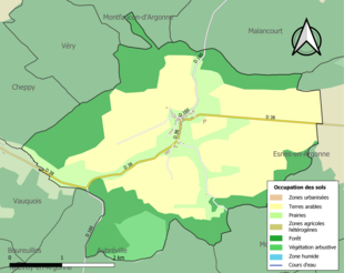 Carte en couleurs présentant l'occupation des sols.