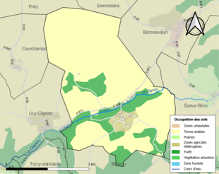 Carte en couleurs présentant l'occupation des sols.