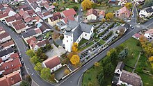 Luftaufnahme von der Katholischen Kirche St. Dionys Rottershausen