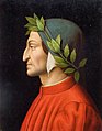 Italiaans schrijver Dante Alighieri (1265-1321) met een lauwerkrans om, geschilderd tussen 1800 en 1849