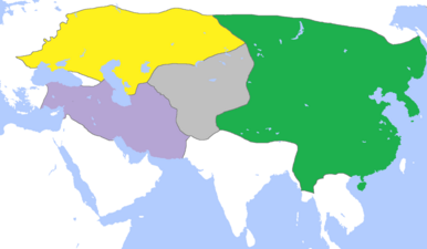 Ŝtatoj post la disdivido de la mongola imperio ĉirkaŭ 1300.