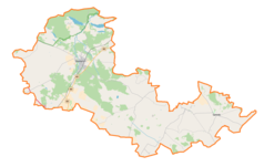 Mapa konturowa powiatu gostynińskiego, po lewej znajduje się punkt z opisem „Lisica”