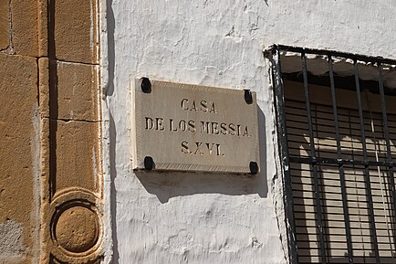 Placa fachada Casa de los Messia S. XVI.