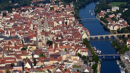 Innenstadt van Regensburg van boven gezien