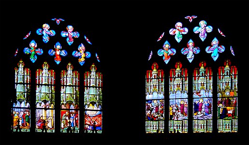 Vitraux de la chapelle Sainte-Geneviève de l'église Saint-Étienne-du-Mont, Paris.