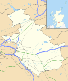 Mapa konturowa North Lanarkshire, w centrum znajduje się punkt z opisem „Airdrie”