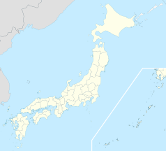 Mapa konturowa Japonii, na dole po lewej znajduje się punkt z opisem „Yanagawa”