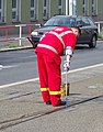 Maintenance du tram pragois dans la rue Koněvova, 2011