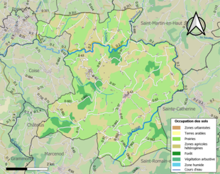 Carte en couleurs présentant l'occupation des sols.